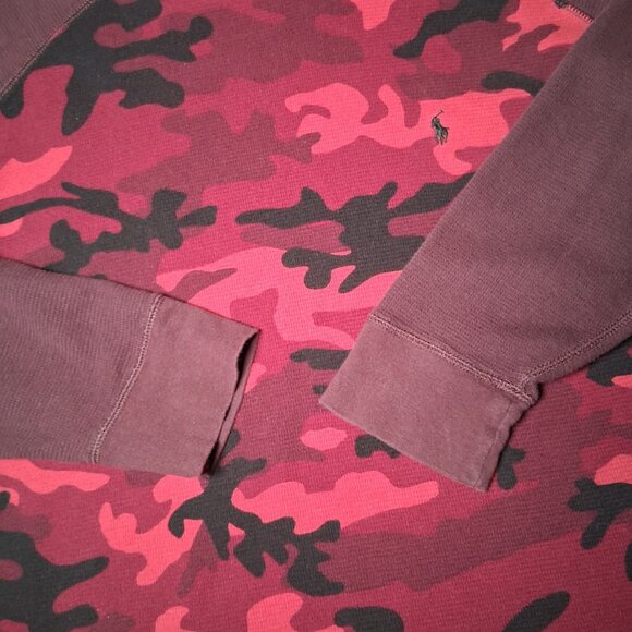 Polo Ralph Lauren Thermal Shirt Men 2XL Maroon Red Camo Camouflage Raglan - Picture 6 of 11